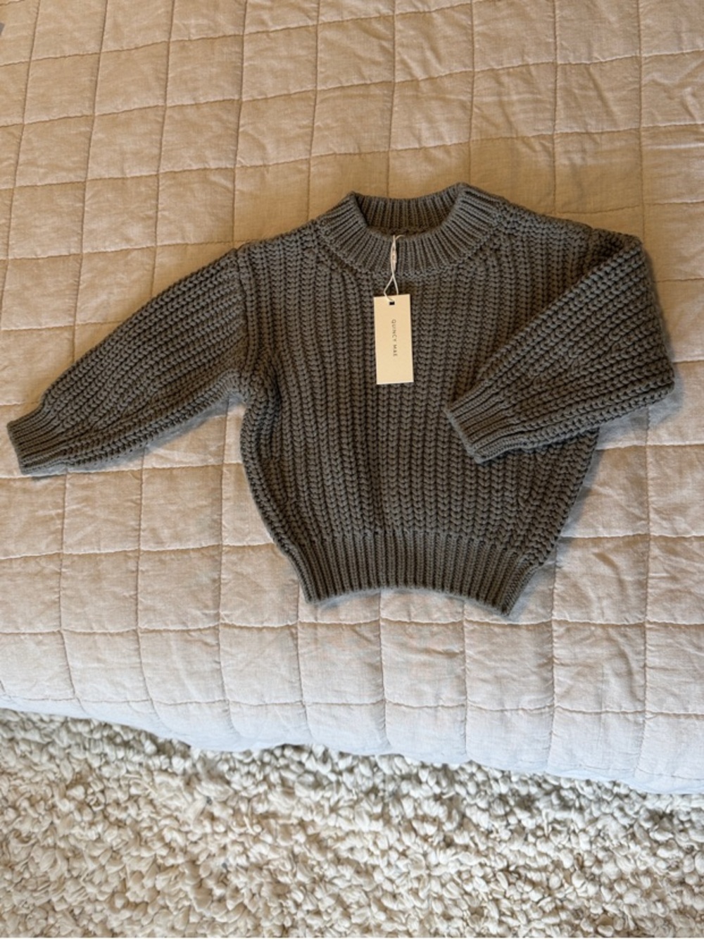 Quincy Mae Chunky Crewneck Sweater - “Basil” sage